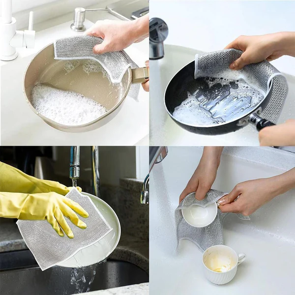 ✨ Non Scratch Dish Wash Cloth GET FREE Steel Over Cookware Cleaning Paste😍