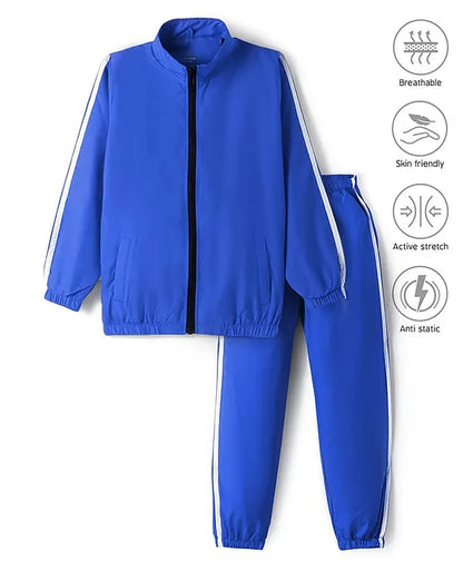 Pine Active Woven Full Sleeve Tracksuit with Tape Detailing - Blue