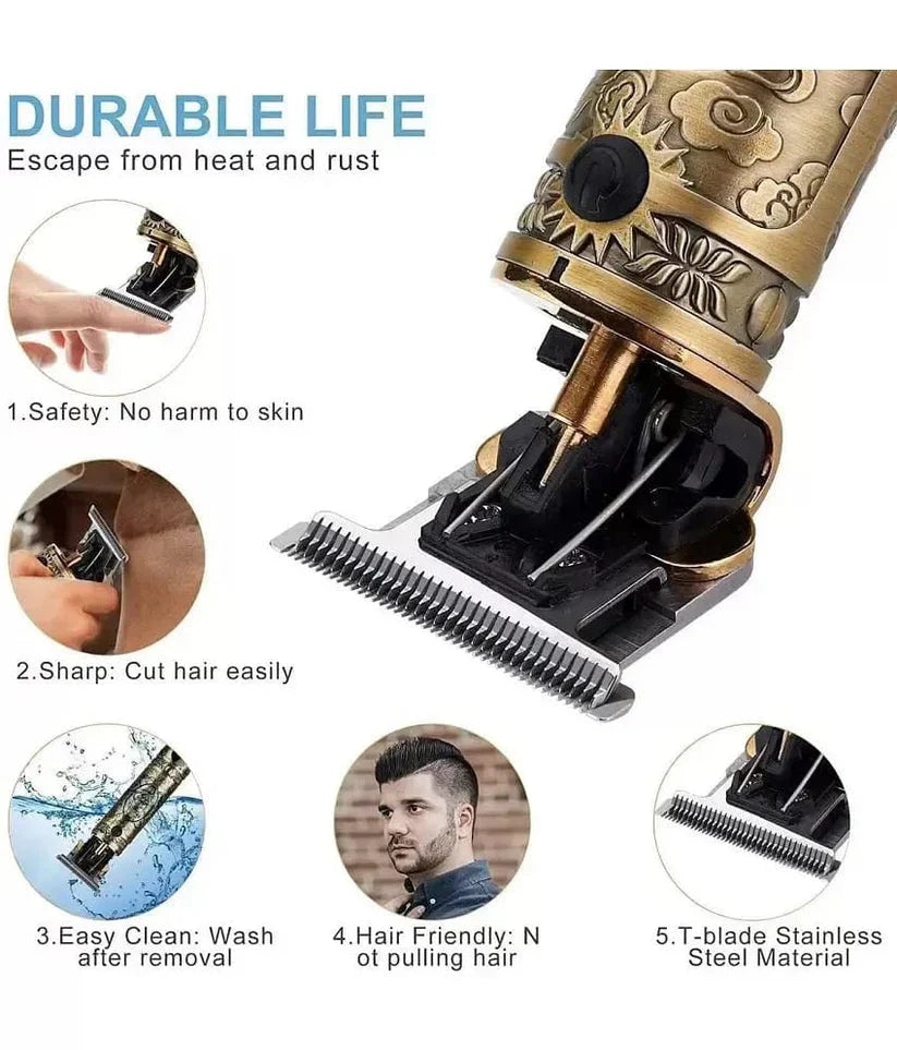 Men's Hair Trimmer Adjustable Blade, Close Cut Trimming, 1200 Mah Battery, Gold @ Just Rs.599/-