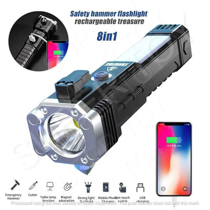 LED Torch - Hammer Torch LED Flashlight with Powerbank Charging.
