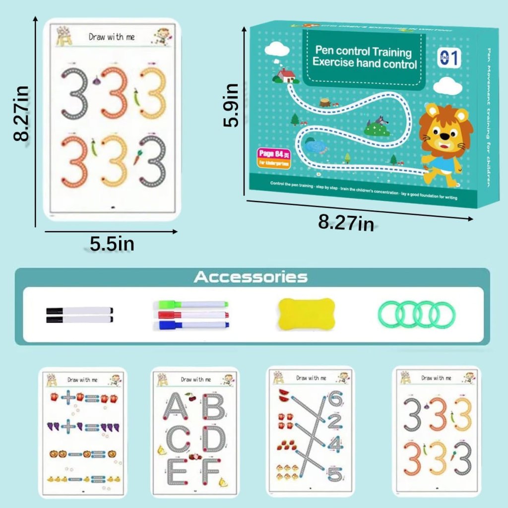 Hand Writing Pen Control Training Practice Book 64 page