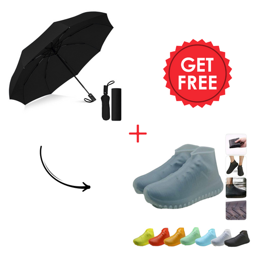 ☔Compact Automatic Open Close Lightweight Umbrella GET FREE Silicone Shoes Cover 😍