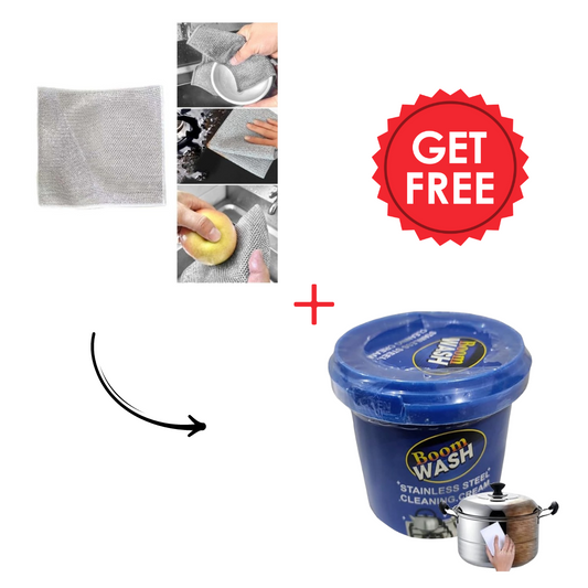✨ Non Scratch Dish Wash Cloth GET FREE Steel Over Cookware Cleaning Paste😍