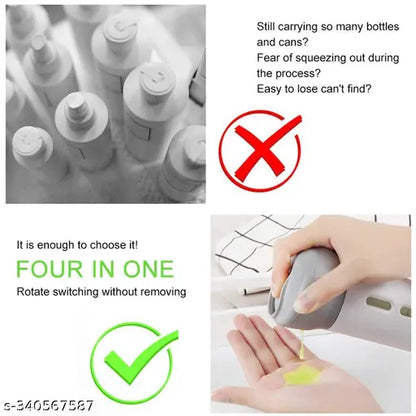 4 in 1 Travel Refillable Cosmetic Containers Set Liquid Storage Box